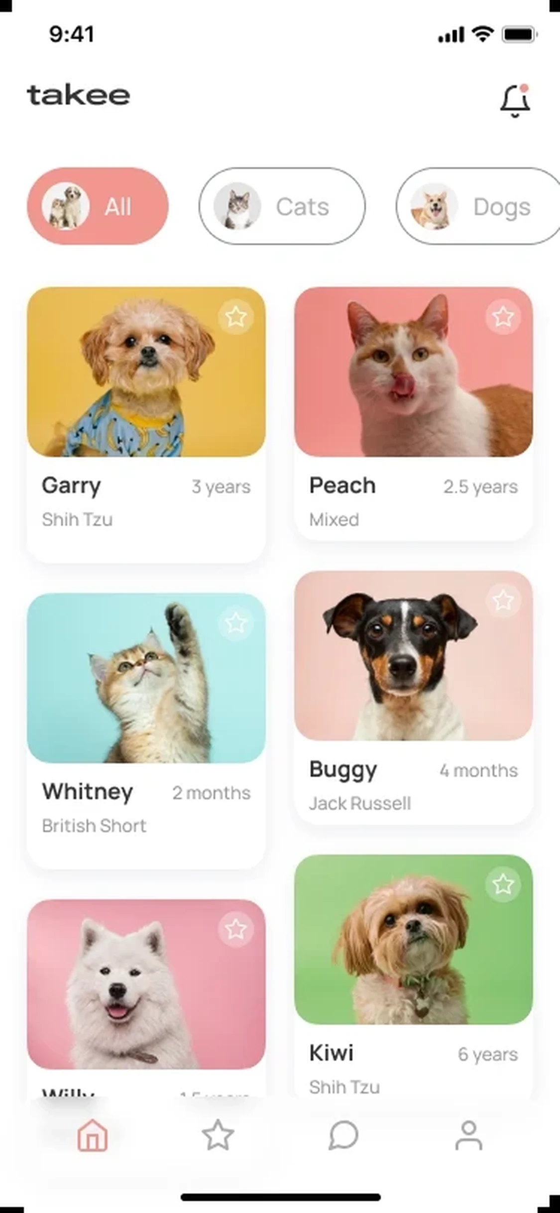 Takee Pet Adoption App UI Concept — image 2 of 3